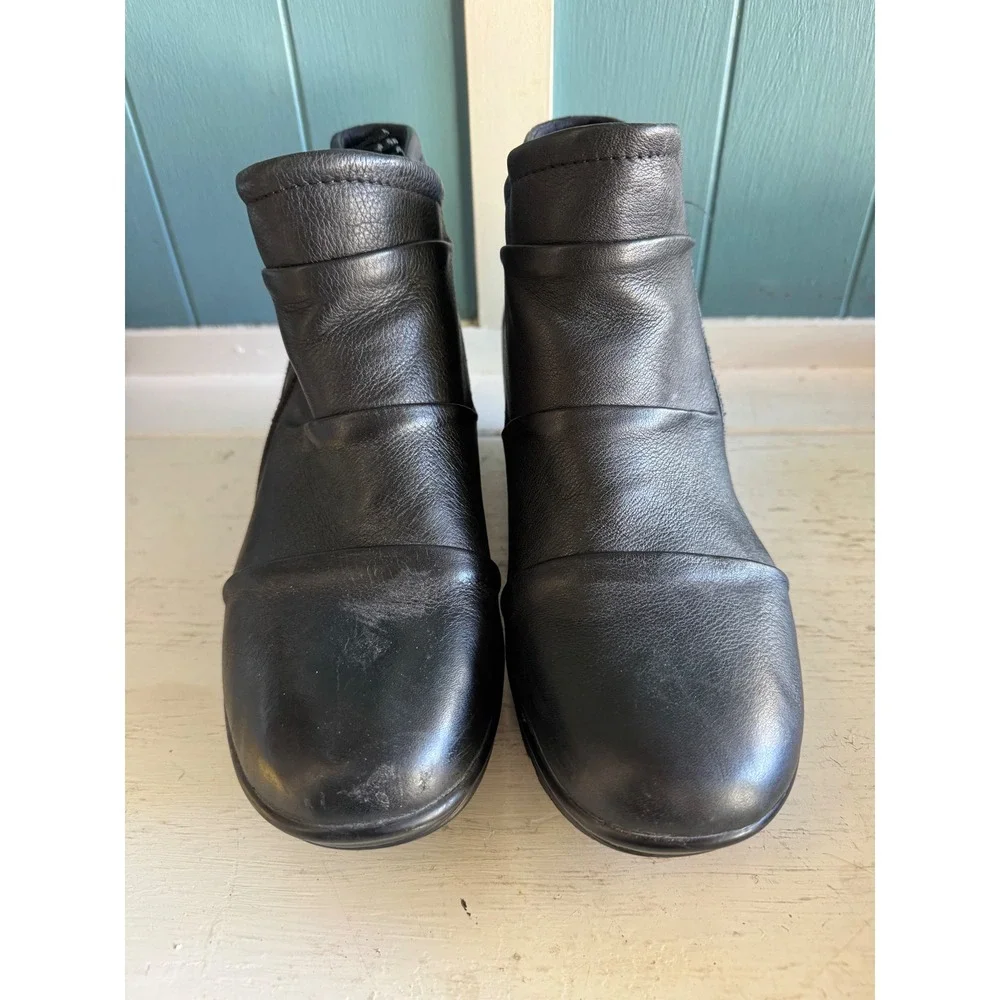 Skechers Parallel Double Trouble Black Leather Wedge Ankle Boots 48786 Womens 10